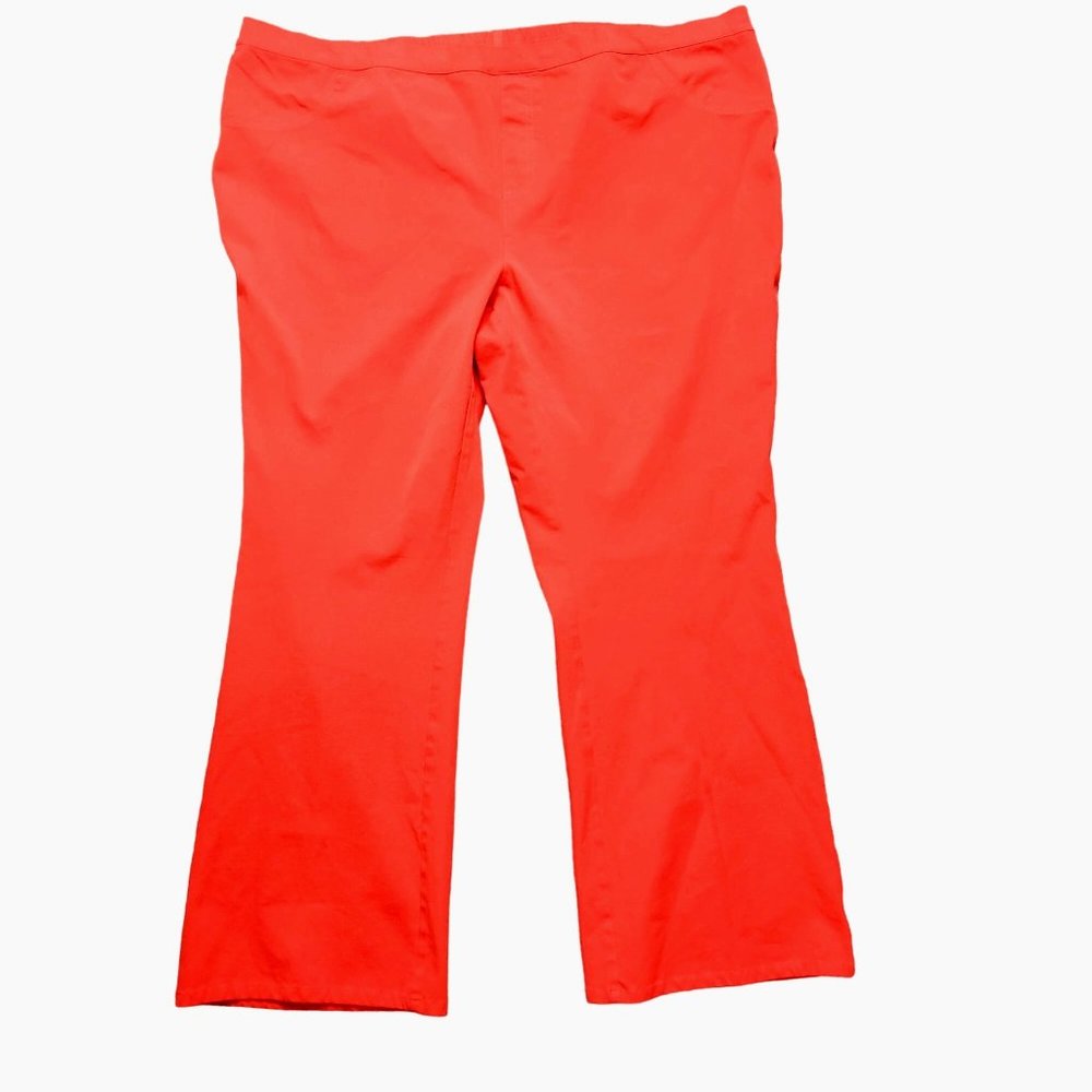 Isaac Mizrahi Live Womens Plus Size Pants Pull On Wide Leg Casual Red Sz 28W